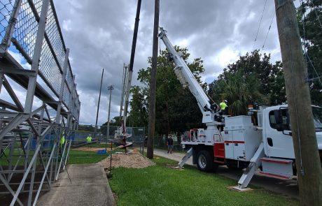 springstead highschool perimeter overhead netting